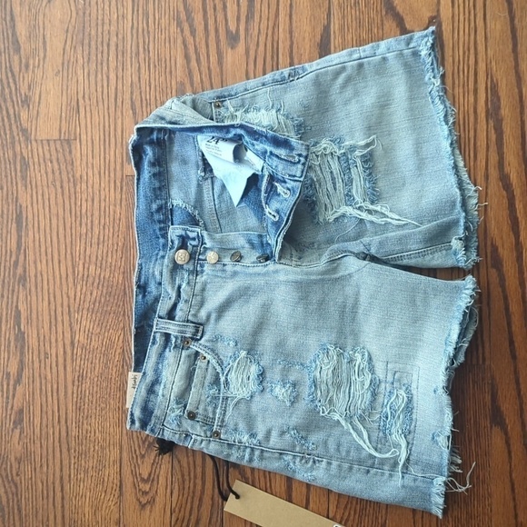 Ksubi x Revolve distressed Swiftie denim blue button fly boyfriend shorts NWT - Picture 8 of 10